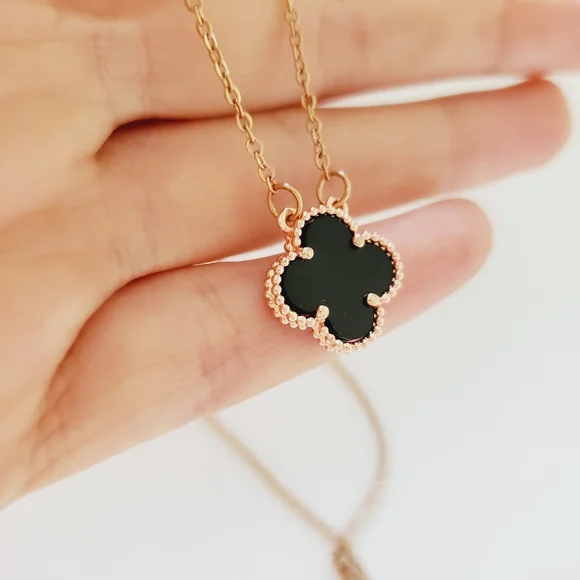 Gold Filled Four Leaf Clover Necklace and Earrings Set - Picture 7 of 9